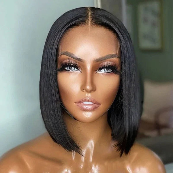 10 Inches 4x4 Lace Closure Bob Wig Human Hair Wigs Pre Plucked Straight Short Wig - edmundhair.com