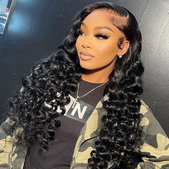 Flash Sale Curly Wavy 13x4 Transparent Lace Frontal Wig Pre Bleach Knots & Plucked Hairline 18 Inch