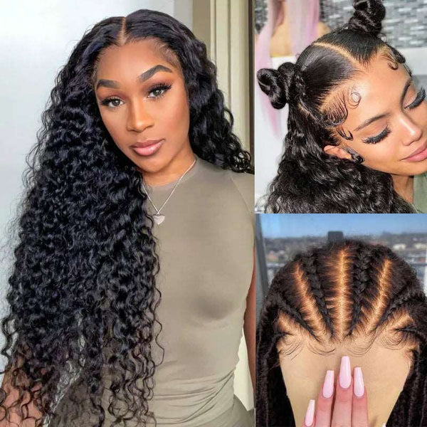 13X4 Transparent HD lace Front Deep Wave Wigs - edmundhair.com