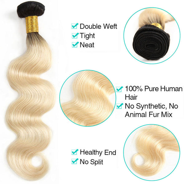 Hair Bundles 1b/613 Ombr¨¦ Blonde Hair Body Wave Brazilian Human Hair