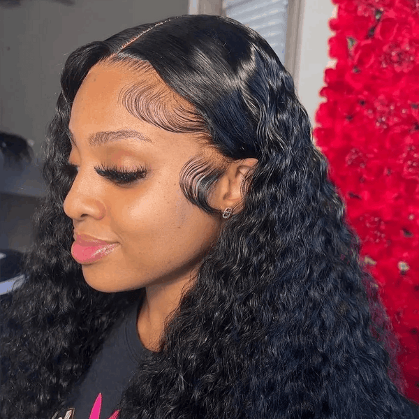 24" Jerry Curly / Water Wave / Deep Wave 13x4 Transparent Lace Frontal Wig Human Hair - edmundhair.com