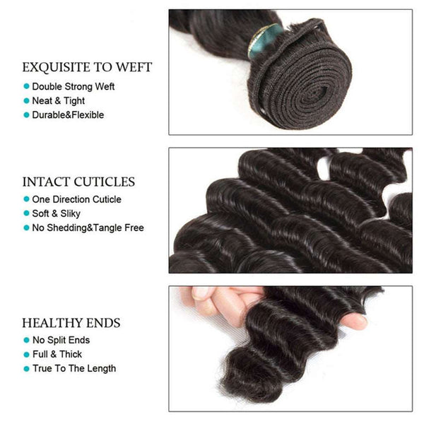 3 Bundles 10A Loose Deep Wave Virgin Hair Bundles Natural Color - edmundhair.com