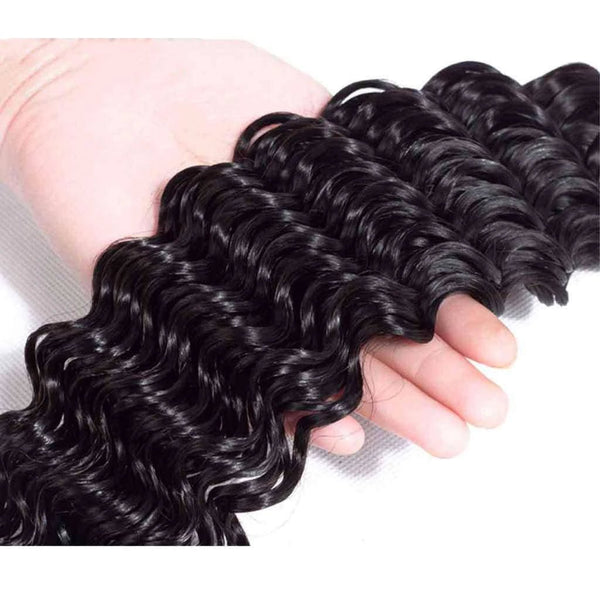 3 Bundles 9A Deep Wave Human Hair Bundles Brazilian Virgin Hair Natural Color - edmundhair.com