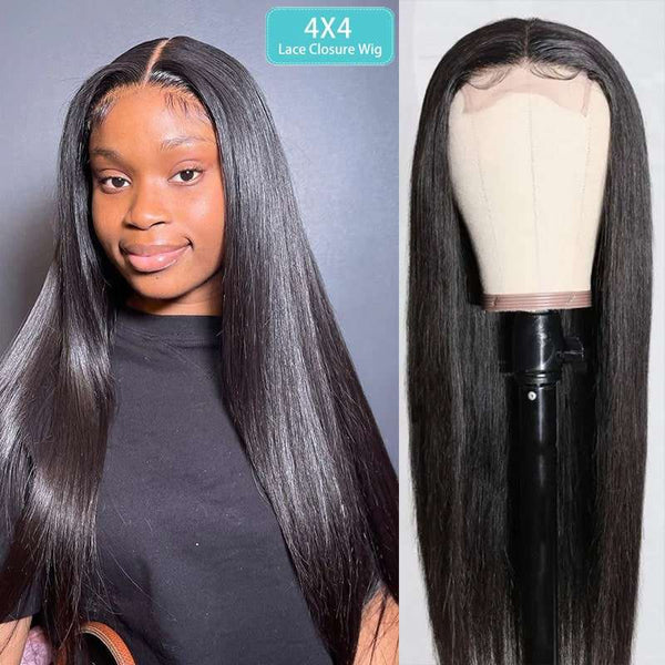 Clearance Sale 4x4 Lace Closure Straight Wig 100% Human Hair