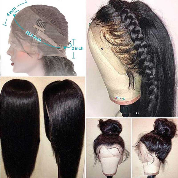 Pre-Plucked 360 Lace Frontal Wig HD Transparent Lace Straight Human Hair Wig