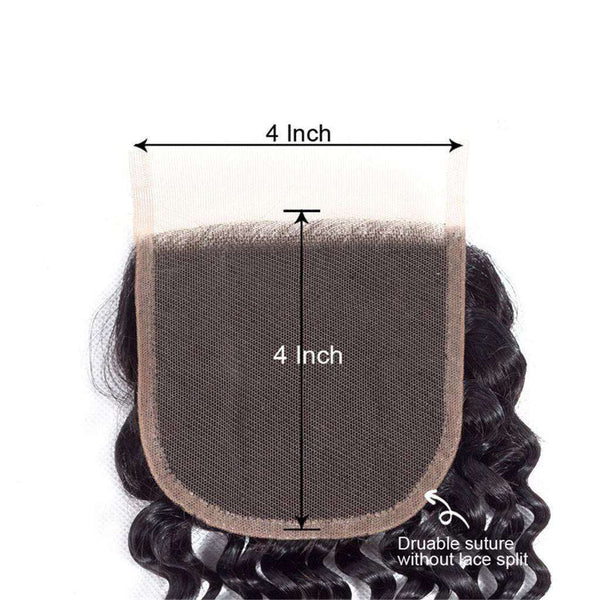 Afro Kinky Curly Hair 3 Bundles with Closure 10A Brazilian Human Hair Natural Color