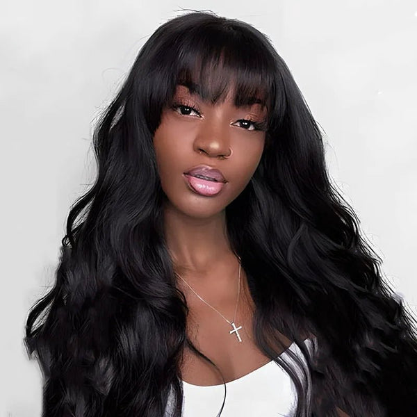 3Wigs = $189 | Glueless Throw on & Go Body Wave Wig with Bangs + V - part Bob Kinky Curly Wig + Deep Side Part Glueless HD Transparent Lace Bob Straight Wig - edmundhair.com