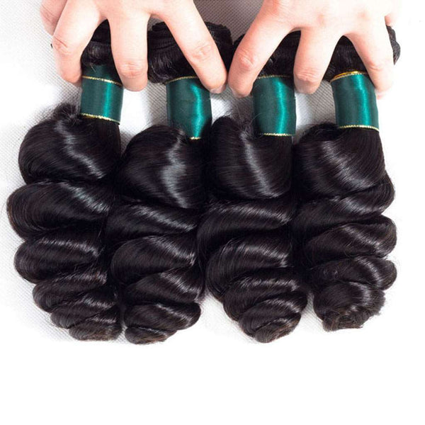 4 Bundles 10A Loose Wave Brazilian Human Hair Bundles Natural Color - edmundhair.com