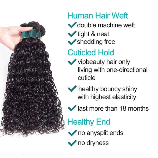 4 Bundles 10A Water Wave Brazilian Human Hair Bundles Natural Color - edmundhair.com