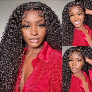 Clearance Sale 4x4 Lace Closure Glueless Jerry Curly Wigs 180% Density