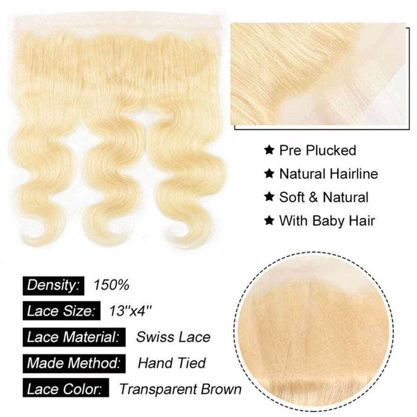 613 Blonde Body Wave Hair Lace Frontal Closure 13x4Inchs 100% Human Hair - edmundhair.com