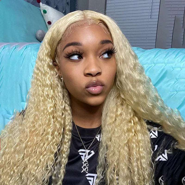 613 Blonde Deep Wave 13x4 Lace Front Wig Transparent HD Lace Human Hair - edmundhair.com