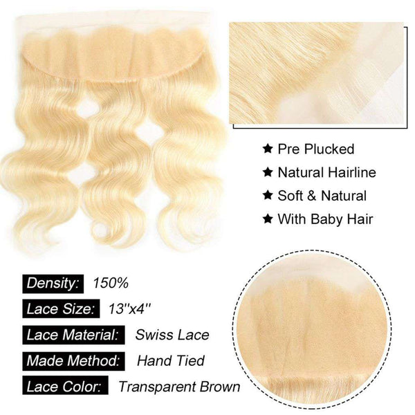 613 Honey Blonde Brazilian Body Wave Hair 3 Bundles With Frontal Human Hair - edmundhair.com