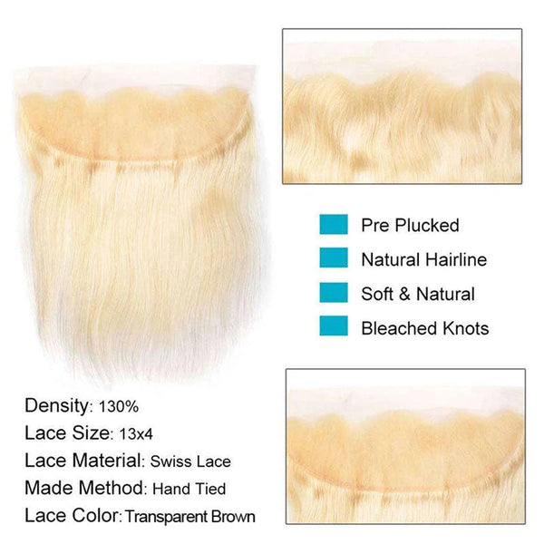 613 Honey Blonde Peruvian Straight Hair 3 Bundles With Frontal Human Hair - edmundhair.com