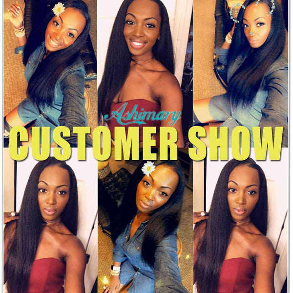 Kinky Straight Hair 3 Bundles with Closure 10A Brazilian Human Hair Natural Color