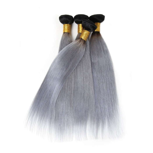 Hair Bundles Grey Ombre Hair Straight Brazilian Human Hair Bundle