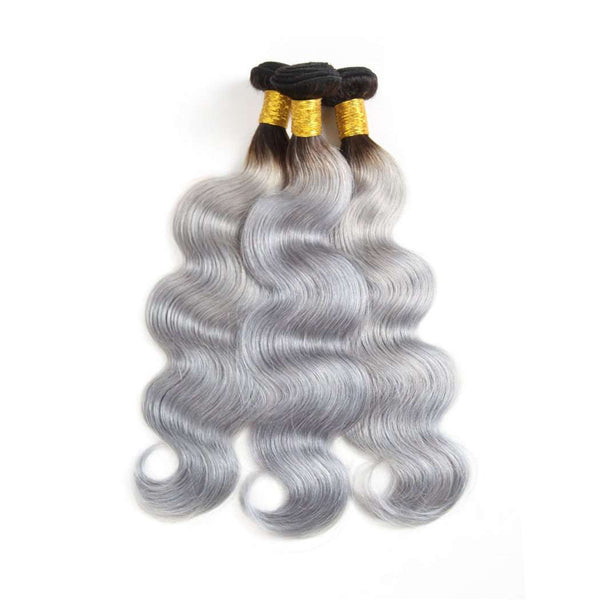 Rami Hair Ombre Grey Hair Bundle Body Wave 100% Human Hair