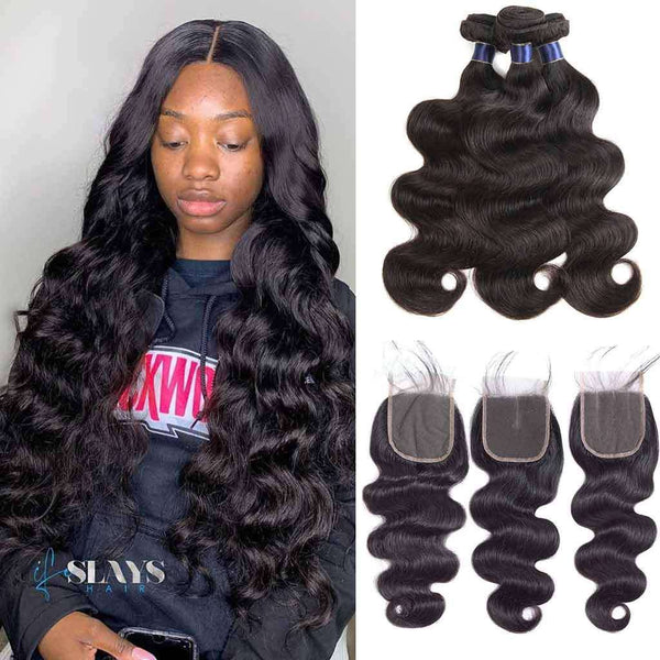 9A Body Wave Virgin Hair 3 Bundles with Closure Natural Color Indian Hair - edmundhair.com