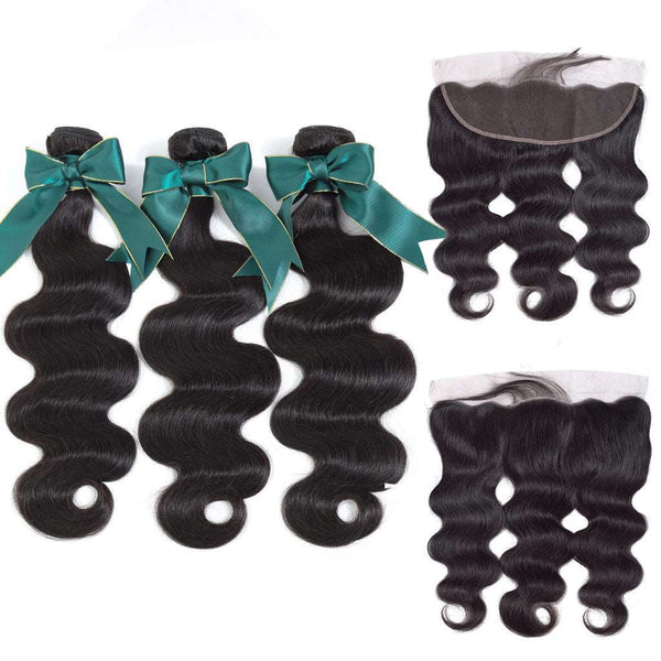 9A Grade 3 Bundles With Frontal Body Wave Virgin Hair Soft Wavy - edmundhair.com