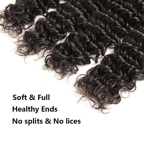 9A Grade Deep Wave 3 Bundles With Frontal Brazilian Virgin Hair - edmundhair.com