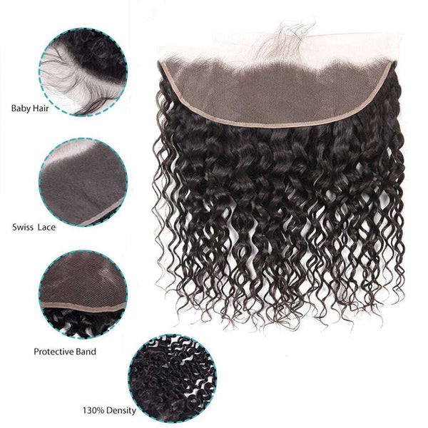 9A Grade Water Wave 3 Bundles With Frontal Indian Virgin Hair - edmundhair.com