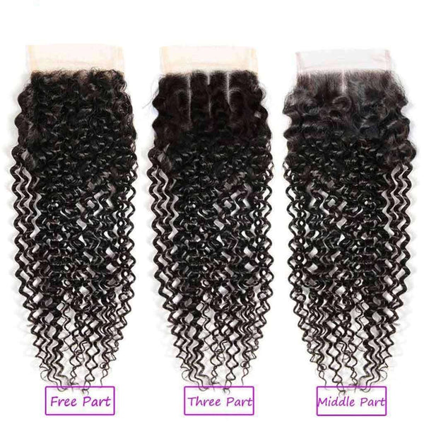 9A Jerry Curly 3 Bundles with Lace Closure Natural Color Purvian Virgin Hair - edmundhair.com