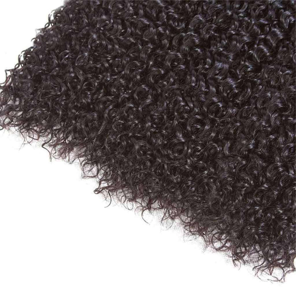 9A Kinky Curly 3 Bundles with Lace Closure Natural Color Brazilian Virgin Hair - edmundhair.com