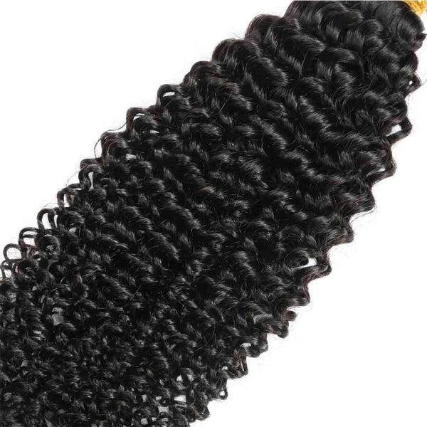 9A Kinky Curly 3 Bundles with Lace Frontal Natural Color Virgin Hair - edmundhair.com