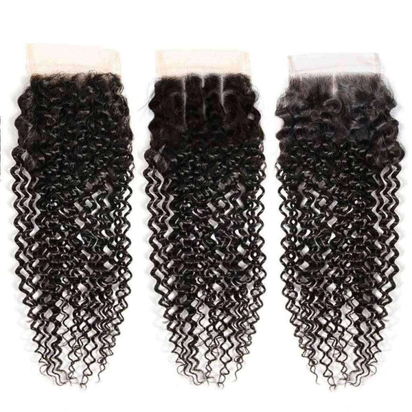 9A Kinky Curly Hair 3 Bundles with Closure Human Hair Natural Color - edmundhair.com