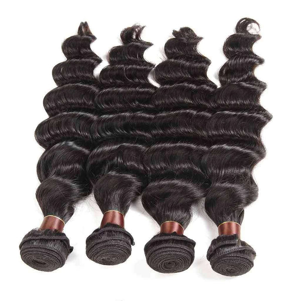 9A Loose Deep Wave Virgin Hair 3 Bundles with Closure Natural Color Brazilian Hair - edmundhair.com