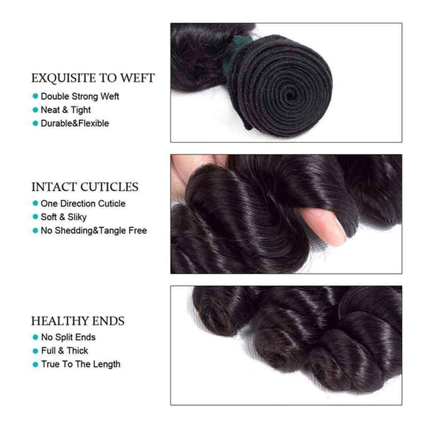 9A Loose Wave Virgin Hair 2/3 Bundles with Closure Natural Color Indian Hair - edmundhair.com