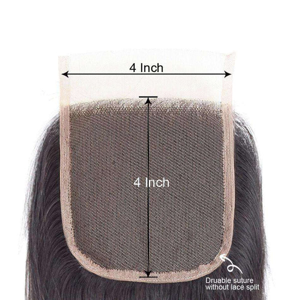 9A Straight Soft Brazilian Virgin Hair 3 Bundles with Closure Natural Color - edmundhair.com