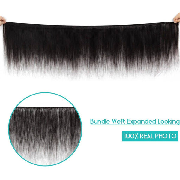 9A Straight Soft Peruvian Virgin Hair 3 Bundles with Closure Natural Color - edmundhair.com