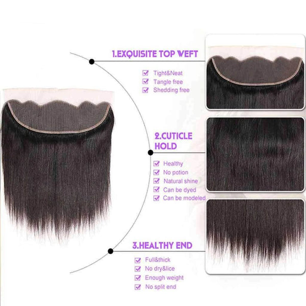 9A Straight Virgin Hair 3 Bundles With 13x4 Frontal Brazilian - edmundhair.com