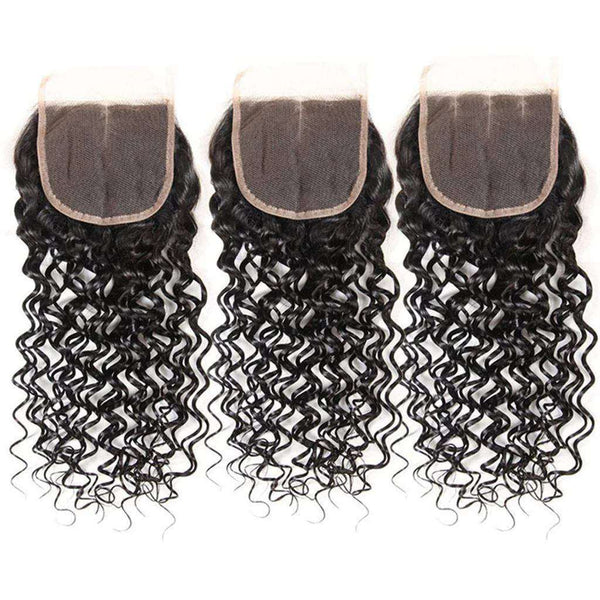 9A Water Wave Virgin Hair 3 Bundles with Closure Natural Color Malaysian Hair - edmundhair.com