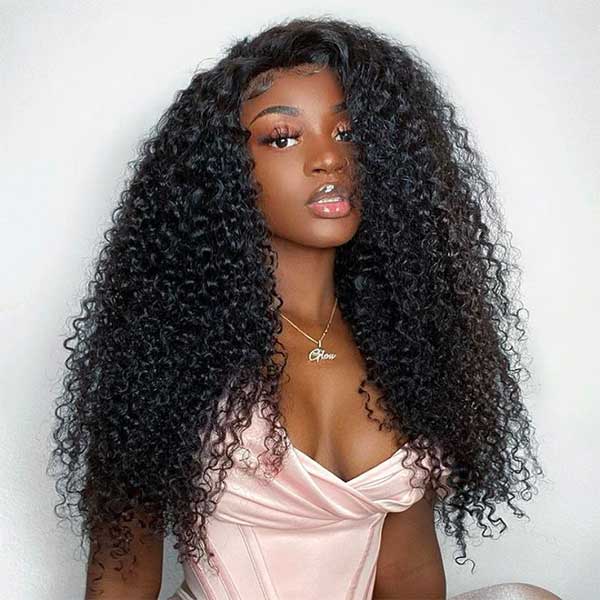 HD 13x6 Kinky Curly Lace Front Wigs Natural Color Hair With Baby Hair