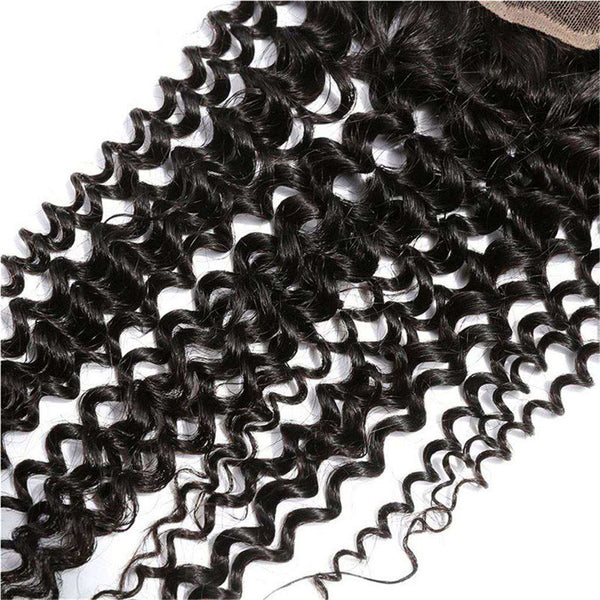 Afro Kinky Curly Hair 3 Bundles with Closure 10A Brazilian Human Hair Natural Color