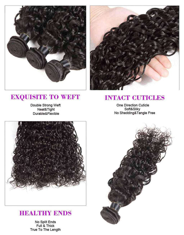 Bundles 9A Water Wave Human Hair Bundles Natural Color