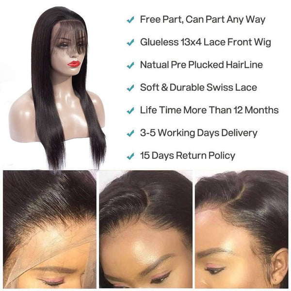 Straight 13*6 Lace Front Wig Lace Frontal 180% 250% Density Brazilian Human Hair