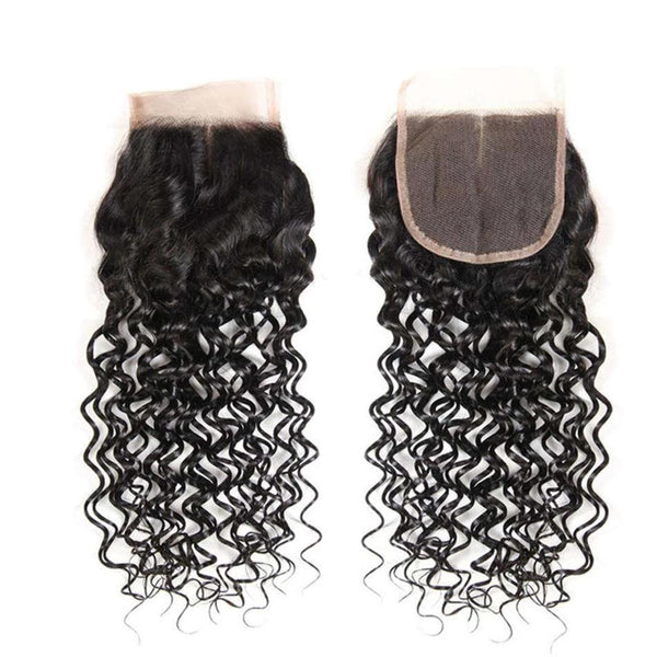 Water Wave Hair 4x4Inchs Lace Closure Natural Color 100% Human Hair