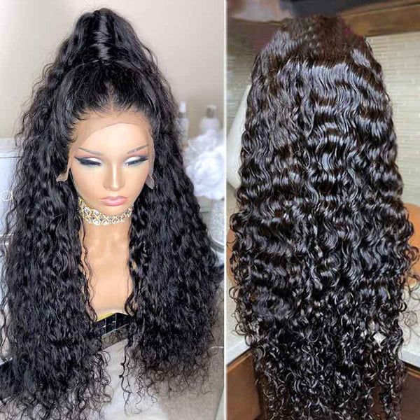 BOGO 13x6 Water Wave Lace Front Wig Human Hair M Cap