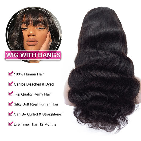 Flash Sale Throw on & Go Body Wave Wig with Bangs Cost-effective Wig