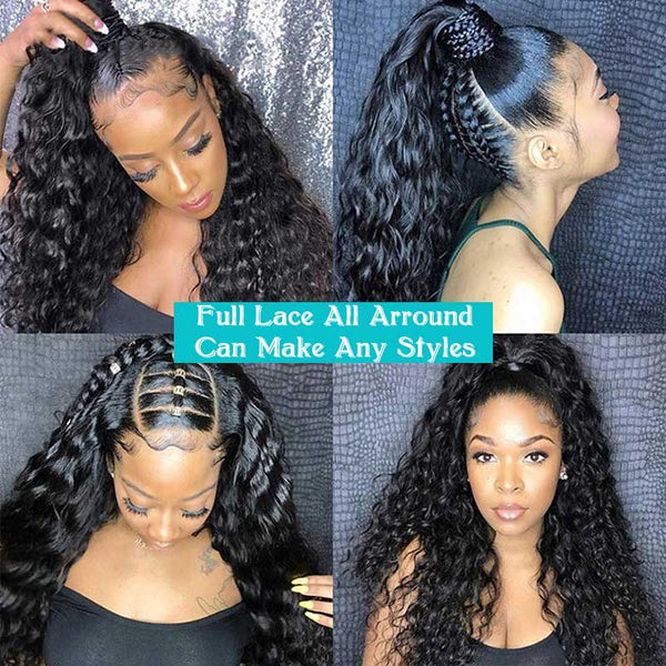 Wet & Wavy Full Lace Wig Human Hair Wigs 180% Density