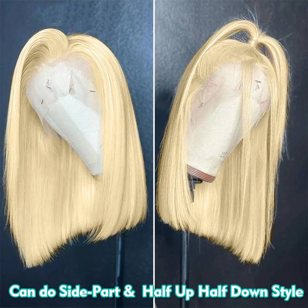 Blonde Bob Transparent Lace Wig Straight Brazilian Human Hair