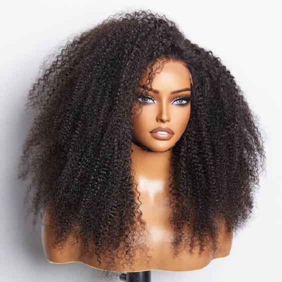 BOGO Glueless 5*5 HD Transparent Closure Curly Afro Wig 100 Human Hair Natural Color