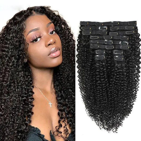 Flash Sale Kinky Curly Hair Clip Ins Human Hair Extensions