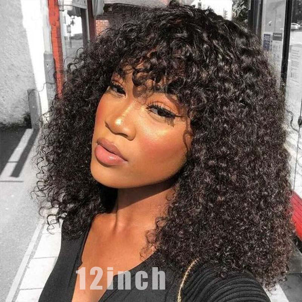 Flash Sale Pre Cut Bangs Put on & Go Body Wave Affordable Human Hair Wig