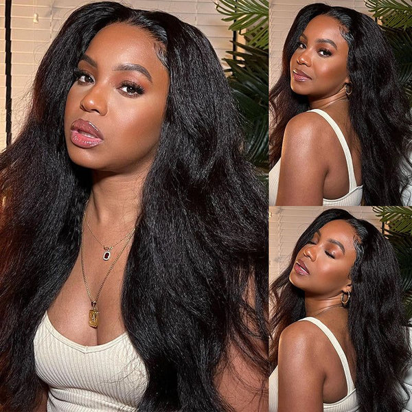 Flash Sale 4C Edges Hairline Kinky Straight 6x4.5 Pre-Cut Lace & 4x4/13x4/13x6 HD Transparent Lace Front Wig With Baby Hair