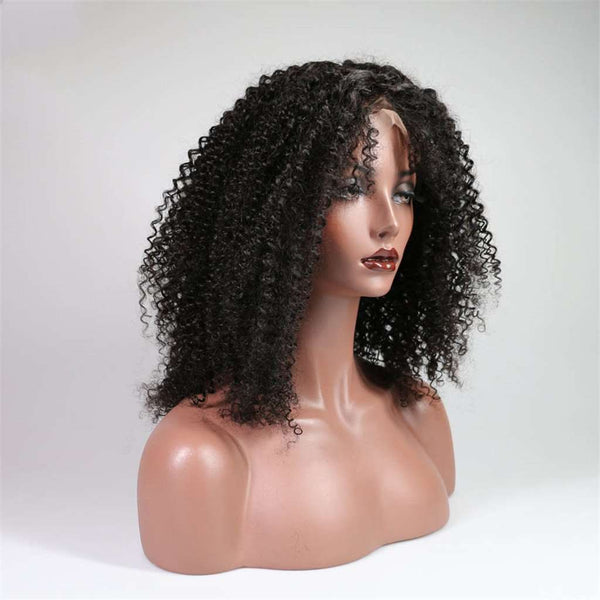 Pre Plucked 4*4 Closure Human Hair Wigs Afro Curl Brazilian Hair