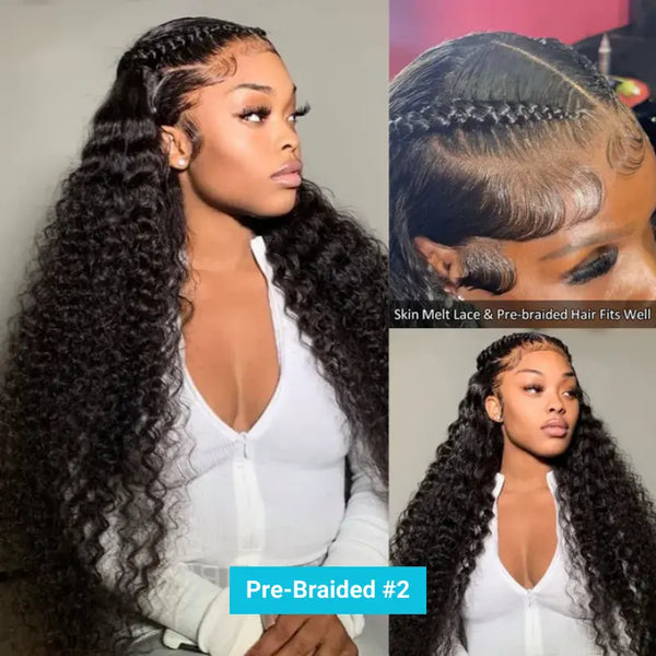 Pre-Braided Styles 10x6 Parting Max Pre Cut Transparent Lace Frontal Glueless Wig Put On & Go Human Hair